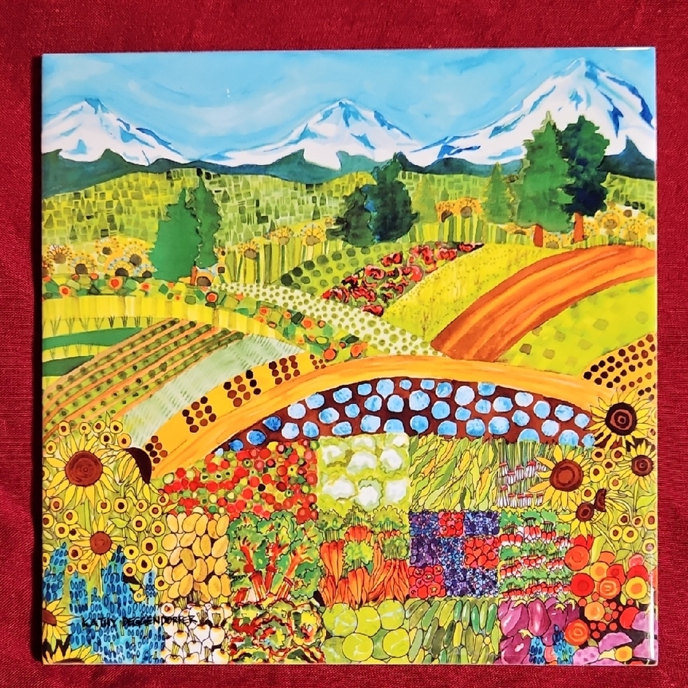 Artist Kathy Deggendorfer Colorful Kitchen Art Trivet or Wall Hanging